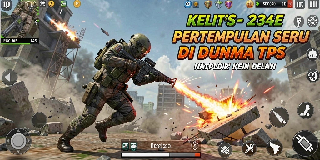 Screenshot utama 234E menampilkan aksi pertempuran intens dalam gameplay TPS.