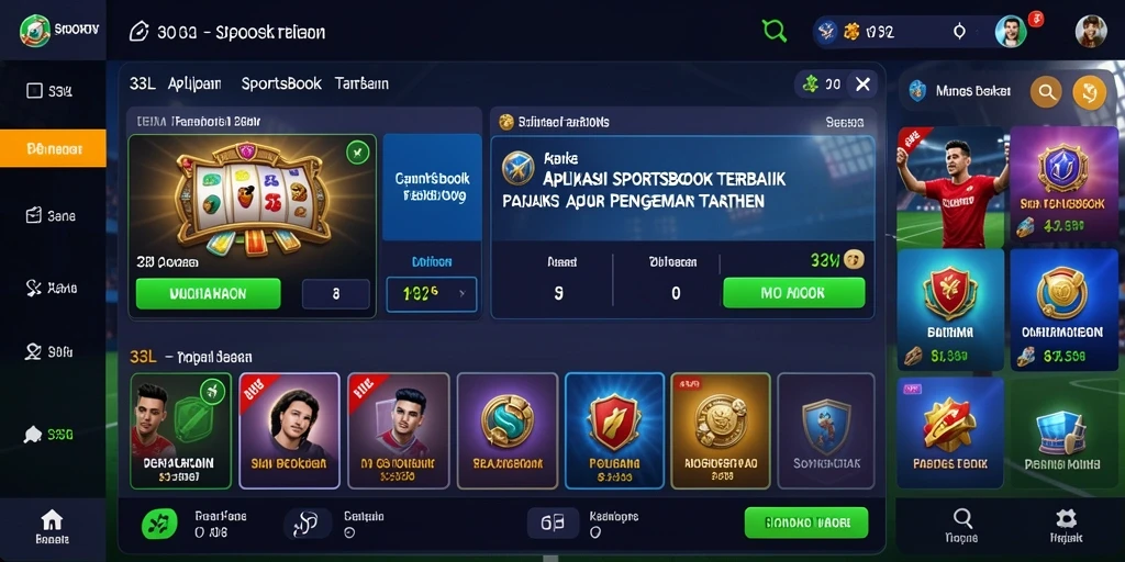 Screenshot utama 33L menampilkan tampilan antarmuka aplikasi Sportsbook yang menarik.