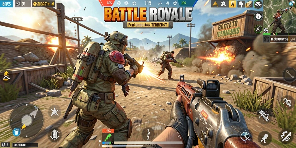 Screenshot gameplay Battle Royale yang seru di 8055.