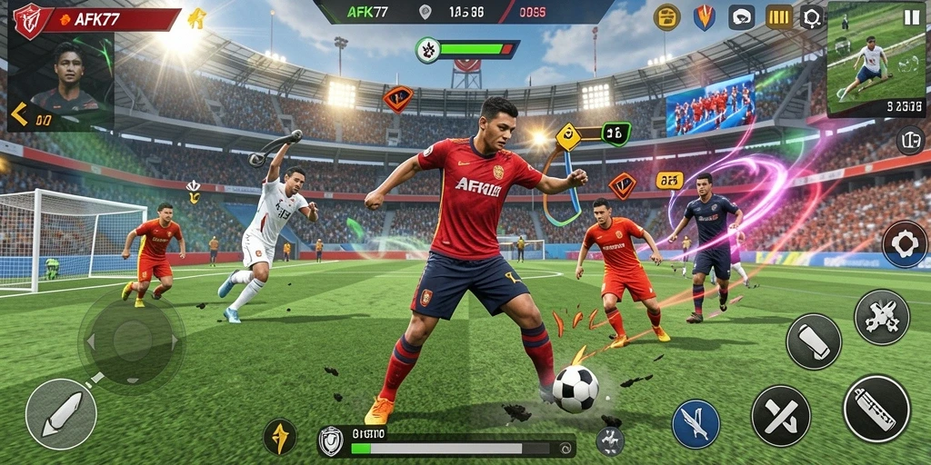 Tangkapan layar gameplay AFK77 yang penuh aksi olahraga.