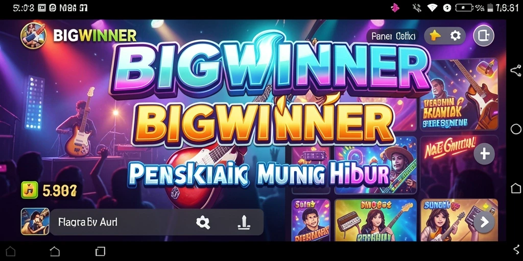 Tampilan gameplay seru dalam BIGWINNER dengan elemen musik yang menarik.