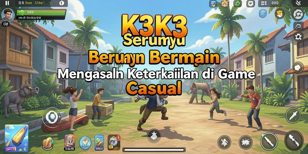 Tangkapan layar gameplay K3K3 yang penuh warna dan menarik.