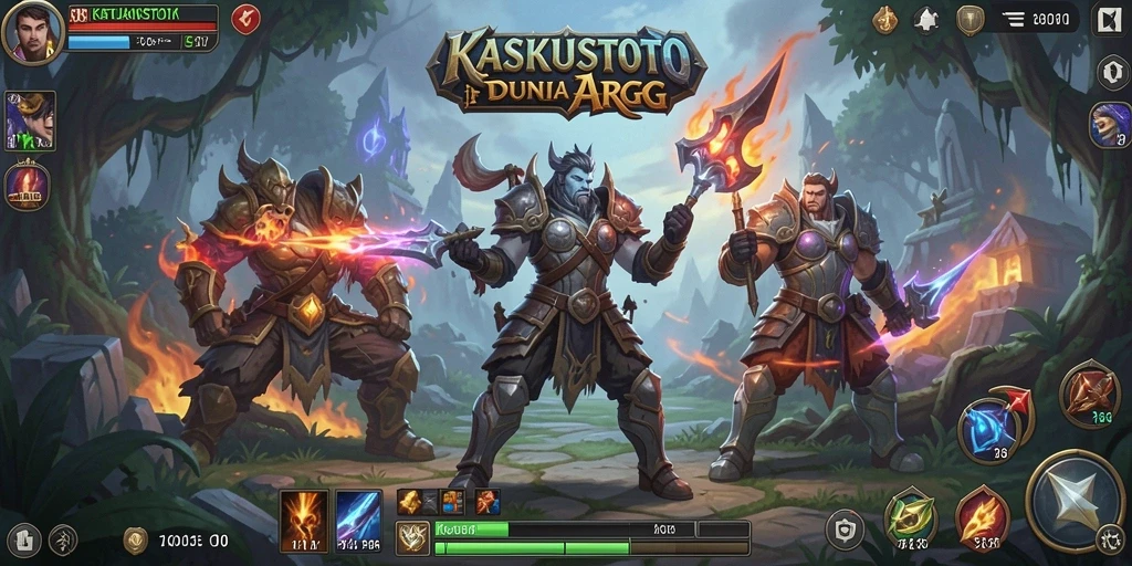 Tampilan layar permainan KASKUSTOTO dengan aksi seru dalam pertempuran ARPG.