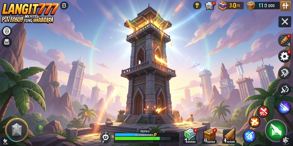 Tampilan seru gameplay LANGIT777 dalam aksi Tower Defense.