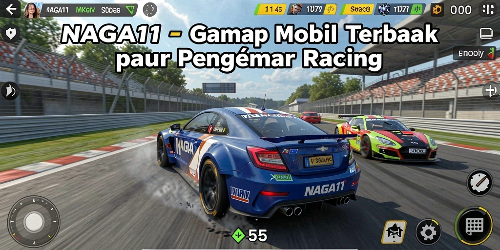 Gameplay NAGA11 yang mendebarkan dengan mobil balap berkecepatan tinggi.