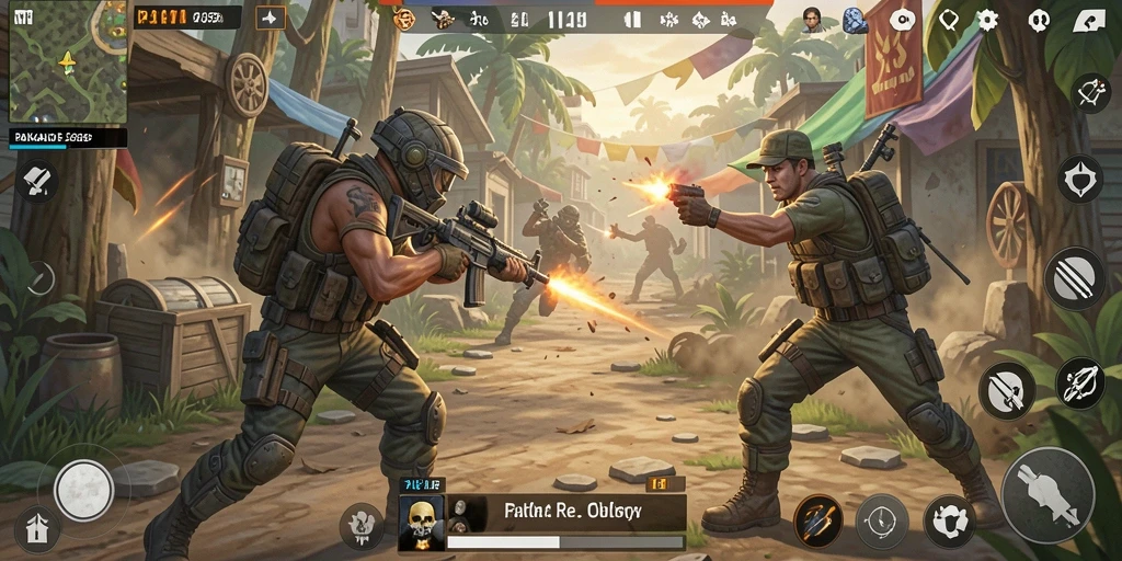 Menampilkan aksi seru di PAKARJP dengan pertarungan Battle Royale yang intens.