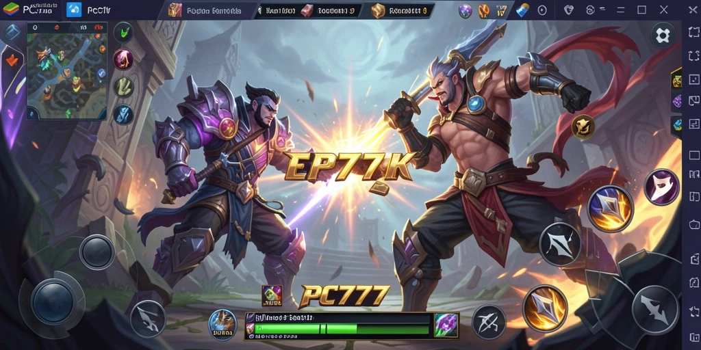 Screenshot menunjukkan aksi seru battle MOBA di PC777.