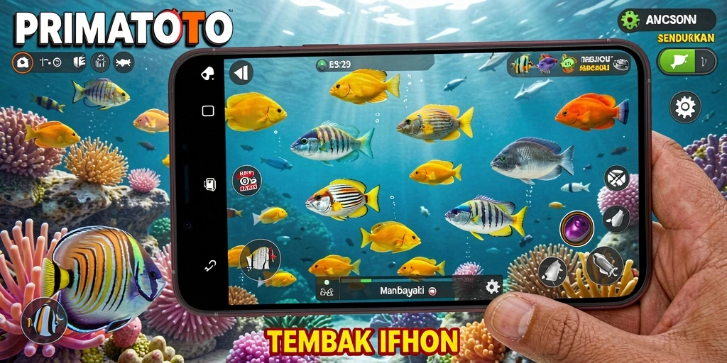 Screenshot PRIMATOTO menampilkan aksi seru menangkap ikan di lautan.