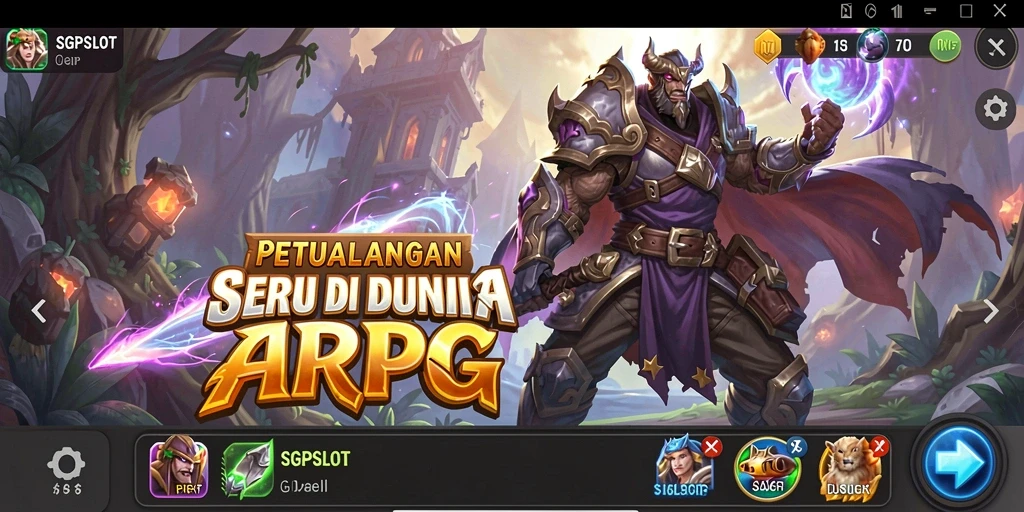 Tangkapan layar gameplay SGPSLOT menampilkan pertarungan epik di dunia ARPG.