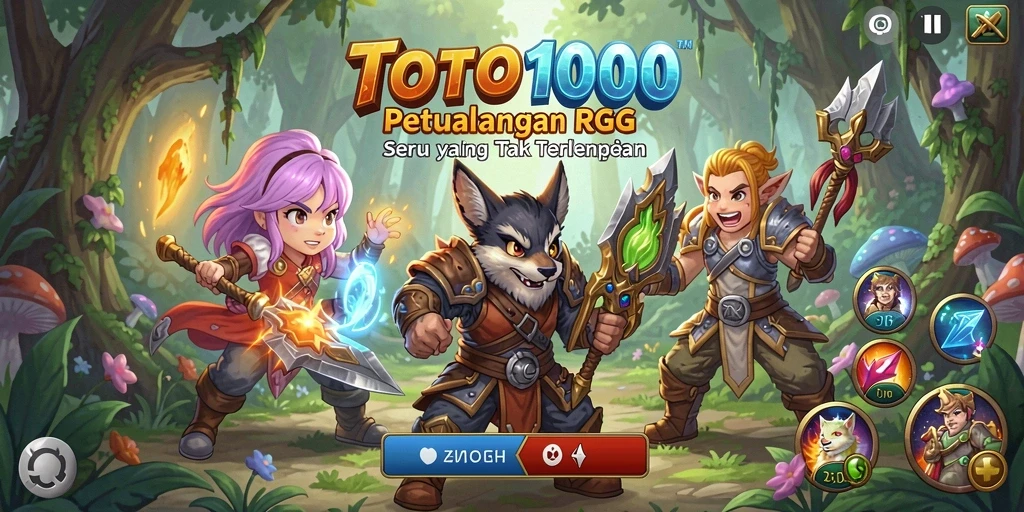 Screenshot TOTO1000 menampilkan karakter beraksi dalam pertarungan RPG yang epik.