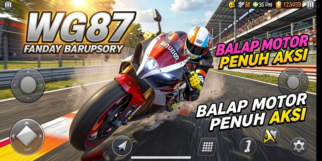Tampilan gameplay mendebarkan dari balap motor di WG87.