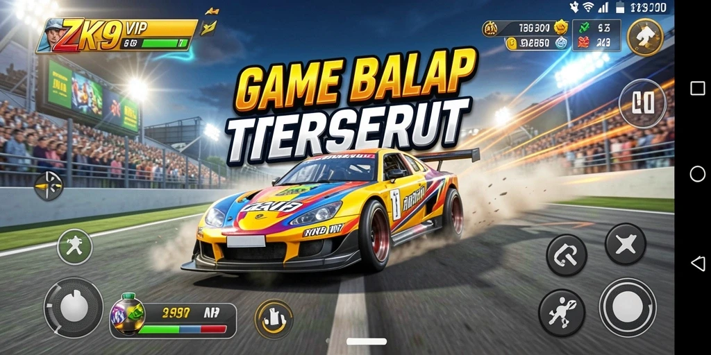 Tampilan memukau dari game balap ZK9VIP saat aksi balapan.