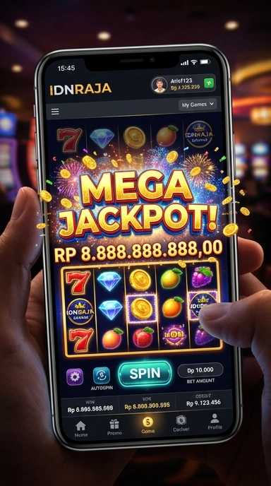 Tampilan homepage aplikasi idnraja yang menarik.